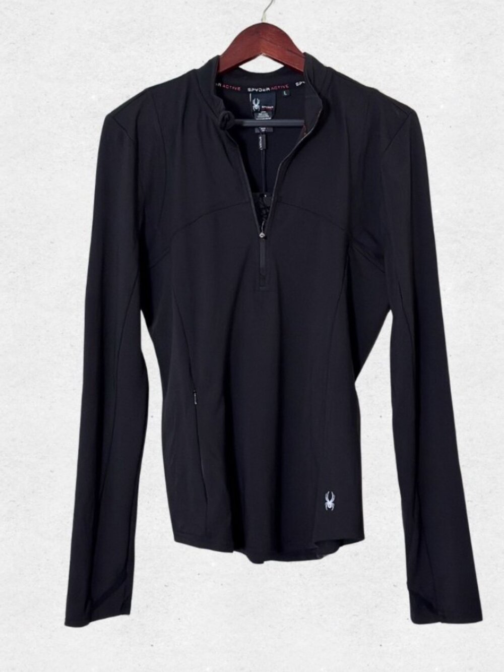 NWT Spyder Active Black Long Sleeve 1/4 Zip Activewear Top Ladies Large Gym